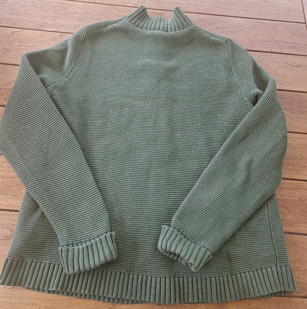 Lands’ End Green Cotton Cardigan Sweater Size 16W–18W Button Front - Picture 2 of 6